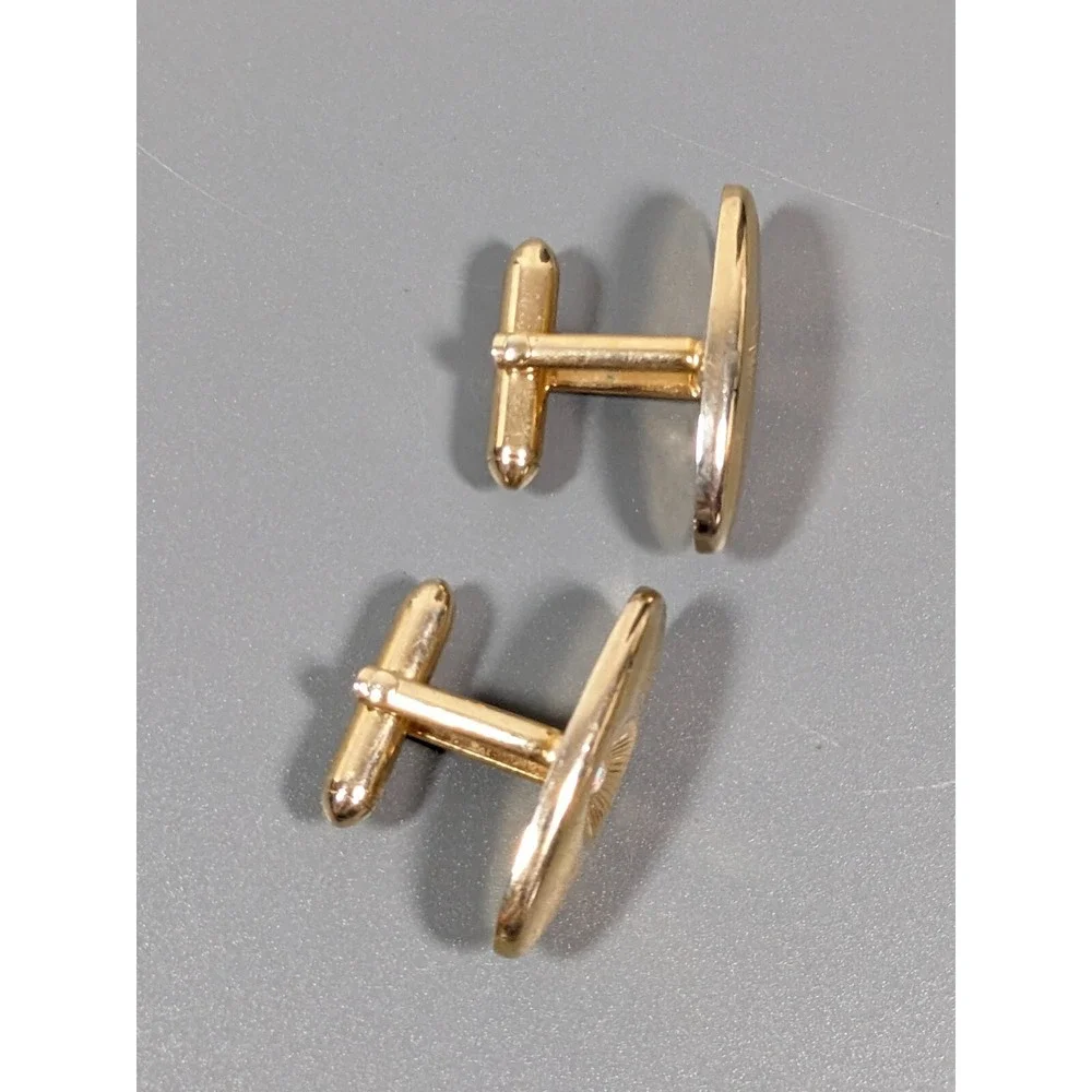Vintage Swank Aurora Borealis AB Oval Cufflinks‎ Gold Tone